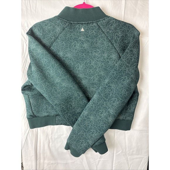 Balance Athletica Flight Crop Bomber Jacket in Deep Sea Size Medium Green Floral - Picture 5 of 6